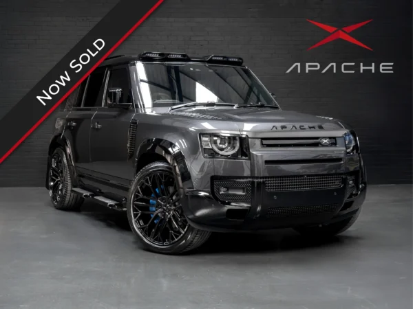 Front corner of a Land Rover Defender 110 with an Apache bodykit