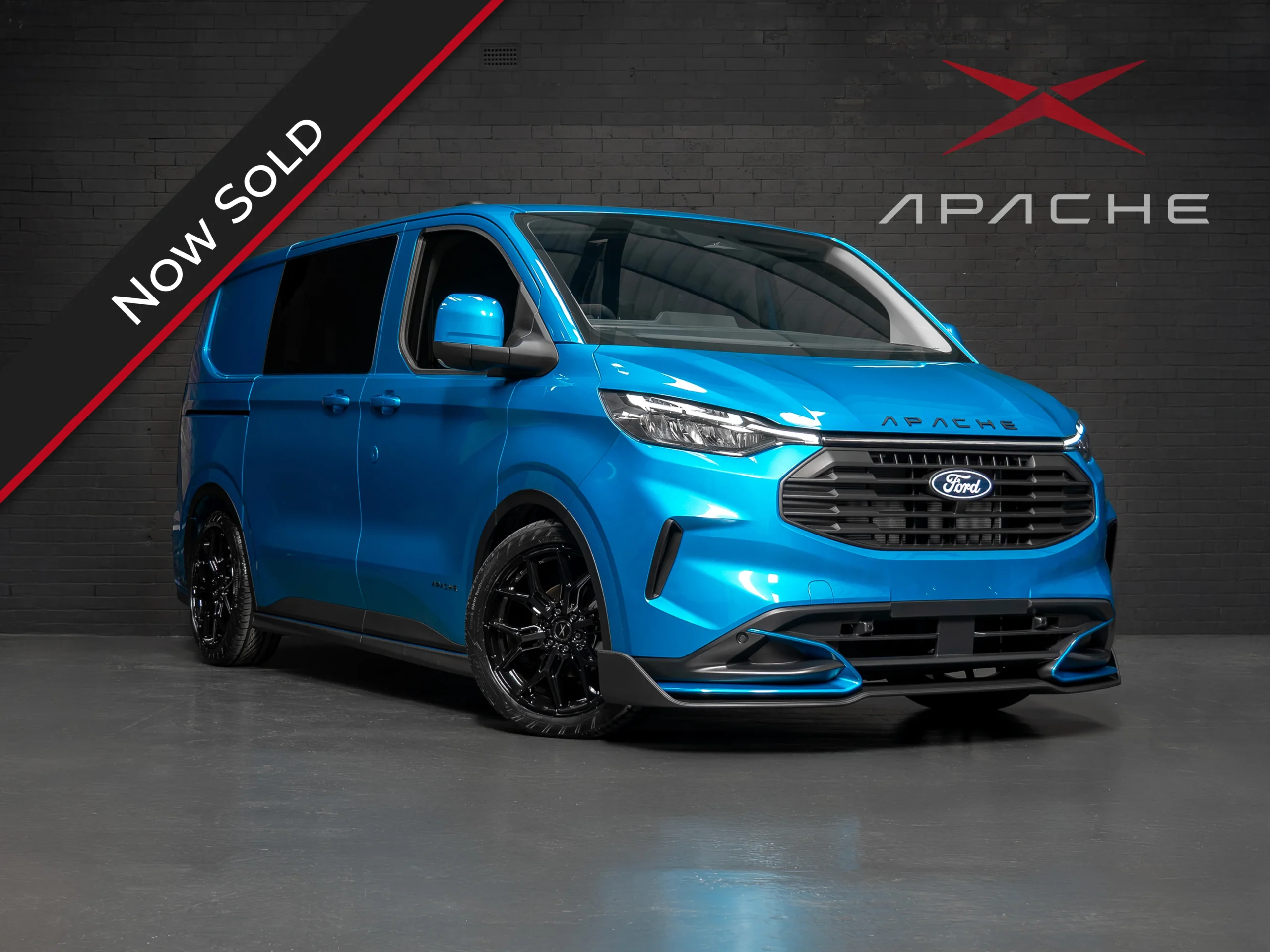 Front corner of a Ford Transit Custom with an Apache bodykit